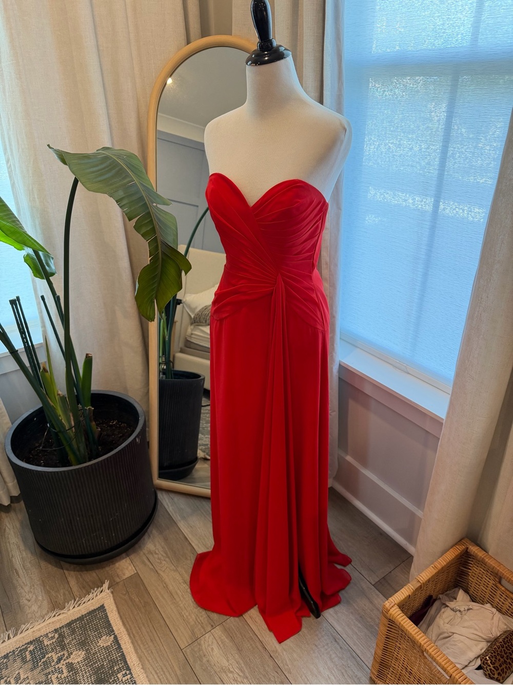 Faviana Strapless Red Sweetheart Prom Gown